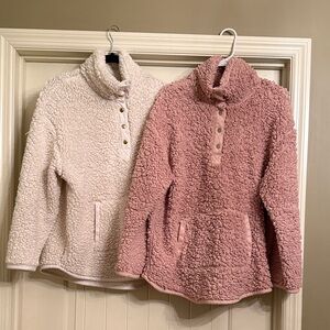 Ruby Rd. Women’s Set of 2 Sherpa Jackets- Ivory and Pink